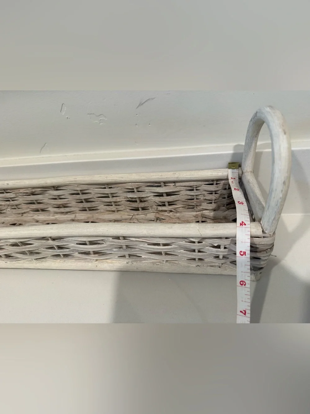 White Wicker Long Tray Basket with Handles